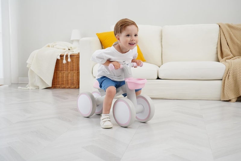 KidRoller Kid's Balance Bikes for 1 Year Old Boys and Girls, 12-24 Months Toddler Ride-on with Adjustable Seat and a Front Basket, First Birthday Gifts (White) - Image 5